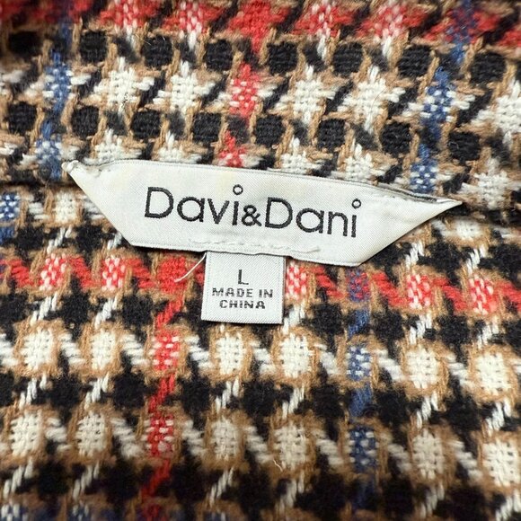 Davi&Dani Women's Size Large Oversized Plaid Button-Up Jacket/Shacket Fringed - Picture 8 of 8